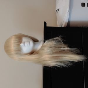 Medium-Long Length Blonde Wig With Bangs